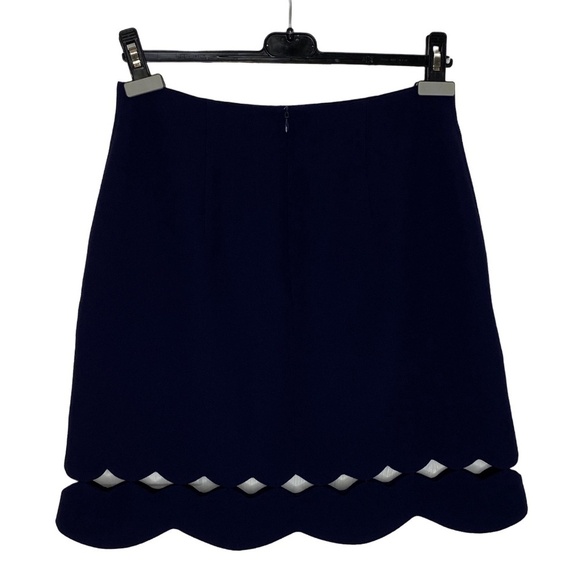 CLUB MONACO Atrina Blue Cut Out Scalloped Hem High Waist Skirt Old Money 6 - Picture 6 of 12